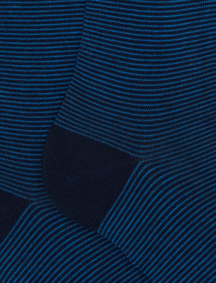Calze lunghe uomo cotone royal/egeo righine bicolore - Gallo 1927 - Official Online Shop