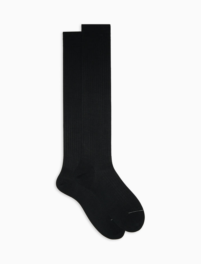 Calze lunghe uomo cotone tinta unita a coste grigio - Gallo 1927 - Official Online Shop