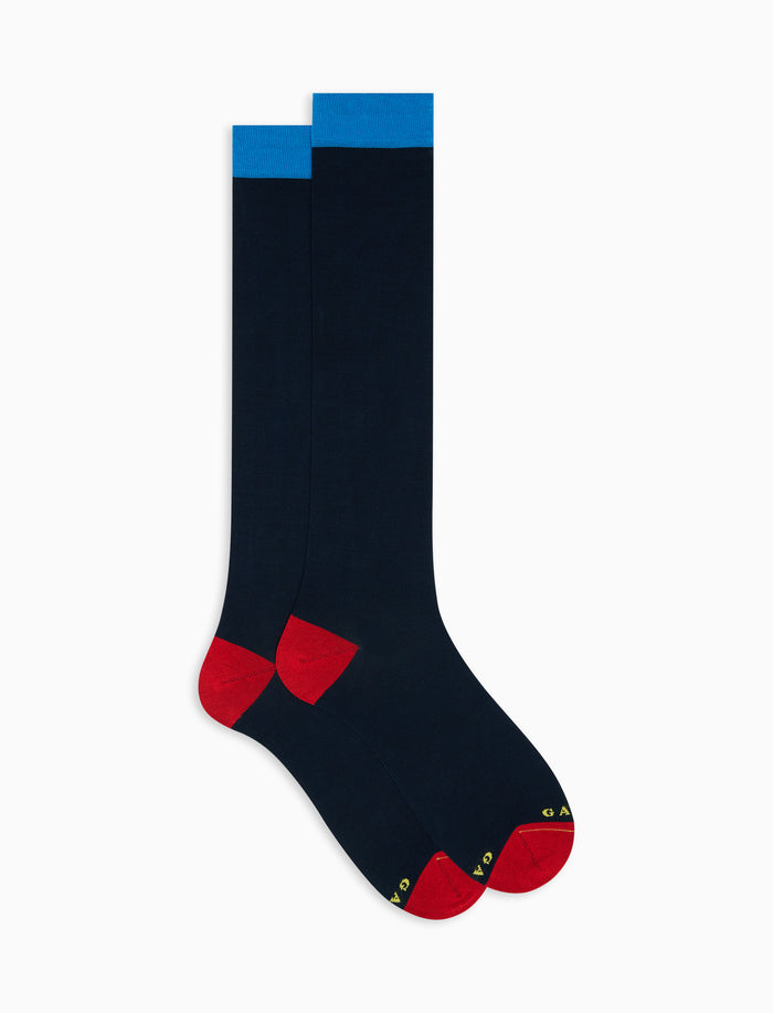 Calze lunghe uomo cotone tinta unita blu - Gallo 1927 - Official Online Shop