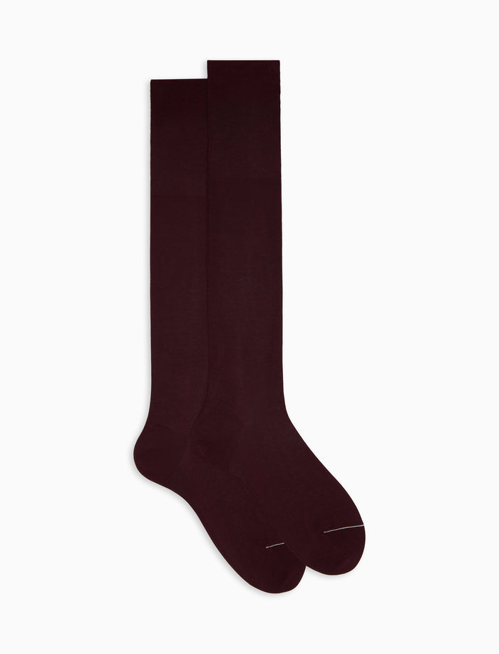 Calze lunghe uomo cotone tinta unita bordò - Gallo 1927 - Official Online Shop