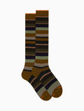 Calze lunghe uomo cotone verde righe multicolor - Gallo 1927 - Official Online Shop