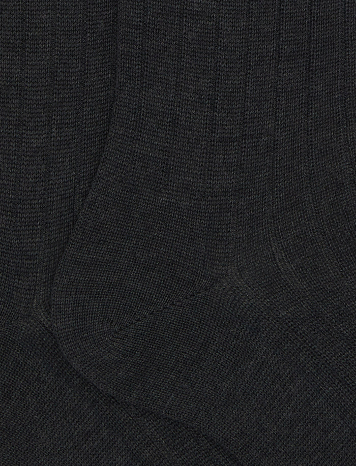 Calze lunghe uomo lana antracite tinta unita a coste - Gallo 1927 - Official Online Shop