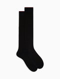 Calze lunghe uomo lana e cotone antracite/tabacco twin rib - Gallo 1927 - Official Online Shop