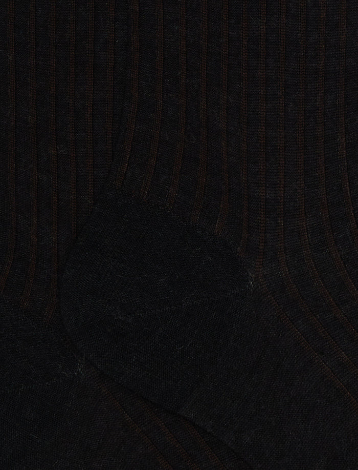 Calze lunghe uomo lana e cotone antracite/tabacco twin rib - Gallo 1927 - Official Online Shop