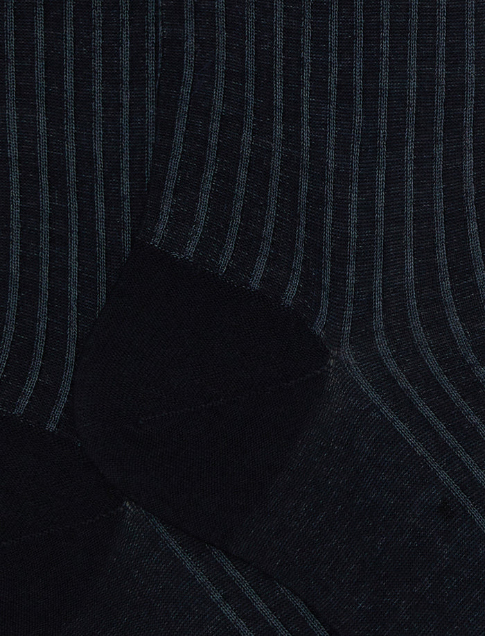 Calze lunghe uomo lana e cotone blu twin rib - Gallo 1927 - Official Online Shop