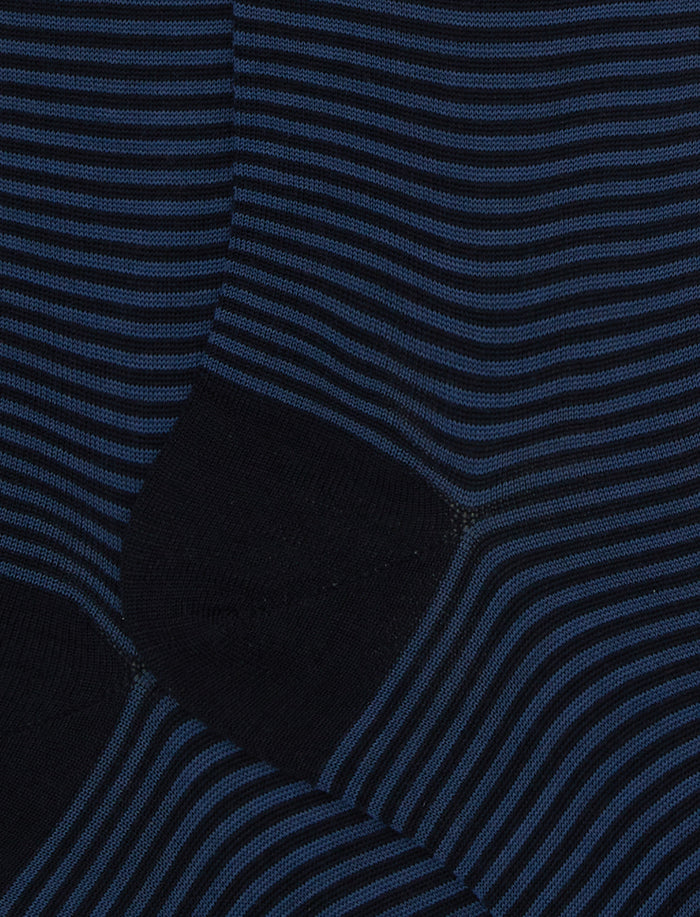Calze lunghe uomo lana e cotone blu/oceano righe windsor - Gallo 1927 - Official Online Shop