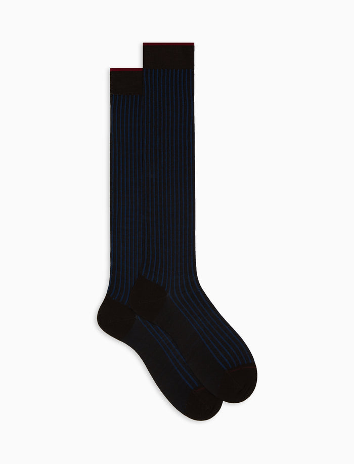 Calze lunghe uomo lana e cotone marrone twin rib - Gallo 1927 - Official Online Shop