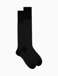 Calze lunghe uomo lana e cotone nero righe windsor - Gallo 1927 - Official Online Shop