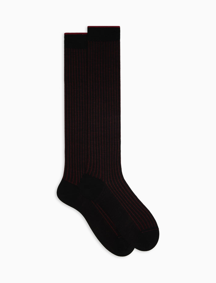 Calze lunghe uomo lana e cotone nero vanisé - Gallo 1927 - Official Online Shop