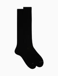 Calze lunghe uomo lana nero tinta unita a coste - Gallo 1927 - Official Online Shop
