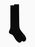 Calze lunghe uomo lana nero tinta unita a coste - Gallo 1927 - Official Online Shop