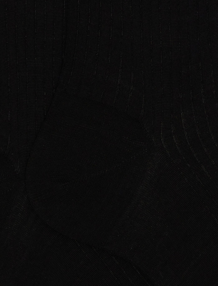 Calze lunghe uomo lana nero tinta unita a coste - Gallo 1927 - Official Online Shop