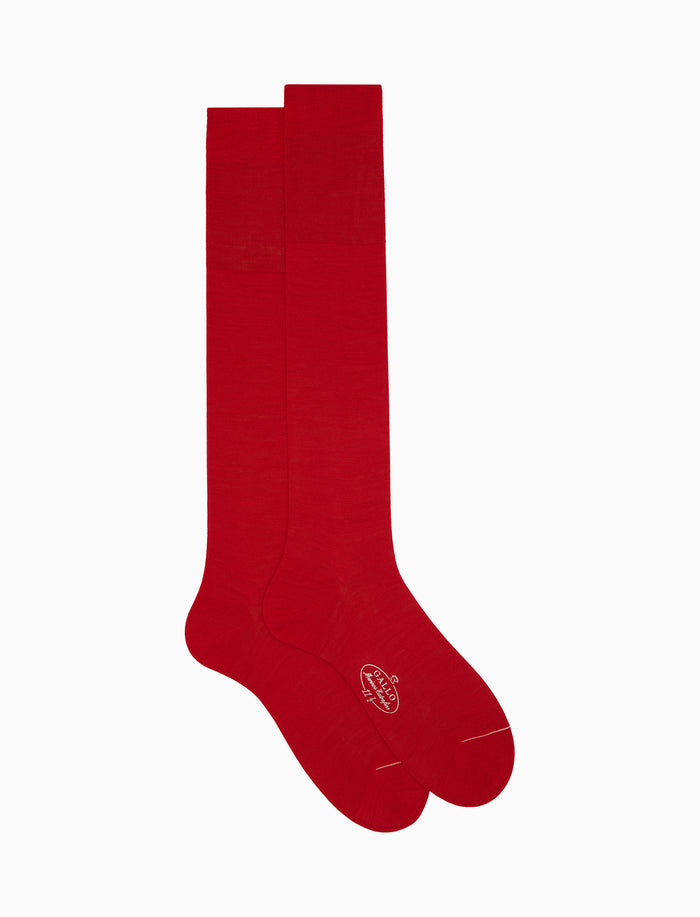 Calze lunghe uomo lana rosso tinta unita - Gallo 1927 - Official Online Shop