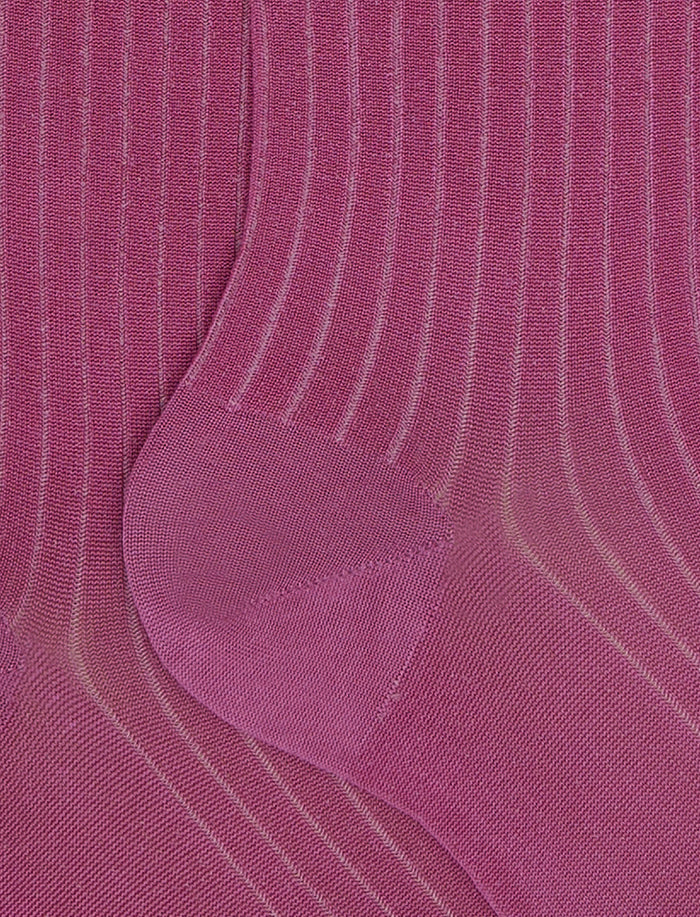 Calze lunghe viscosa fucsia tinta unita a coste - Gallo 1927 - Official Online Shop