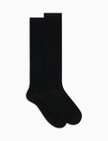 Calze lunghe viscosa nero tinta unita a coste - Gallo 1927 - Official Online Shop