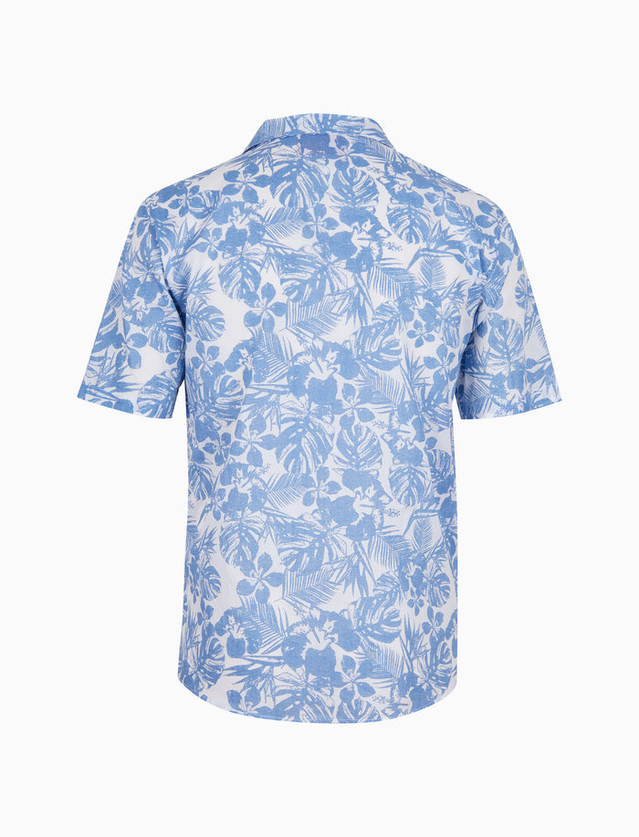 Camicia maniche corte uomo cotone acquario fantasia ibisco e foglie - Gallo 1927 - Official Online Shop