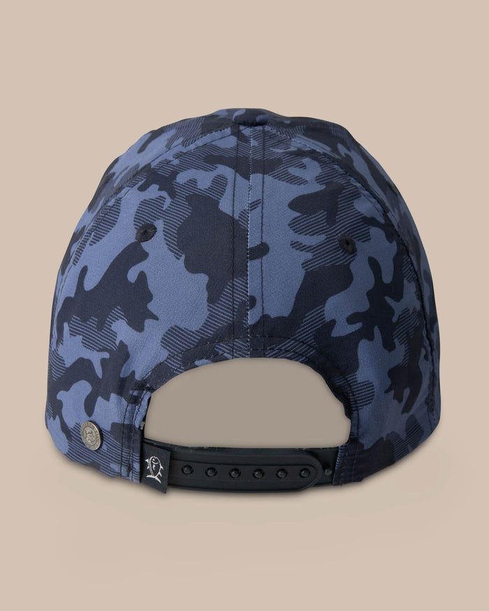 The back of the Camo Printed Performance Hat by Southern Tide - True Navy