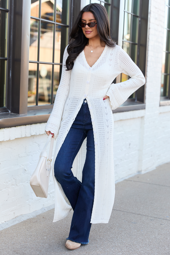 Campbell Ivory Knit Maxi Cardigan SALE