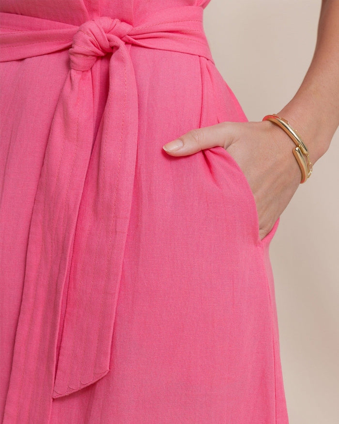 The detail view of the Southern Tide Carmella Midi Dress by Southern Tide - Island Pink