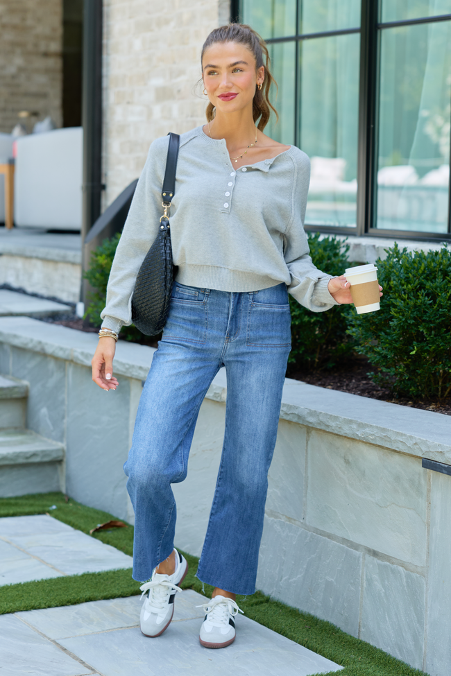 Casey Grey Henley Pullover