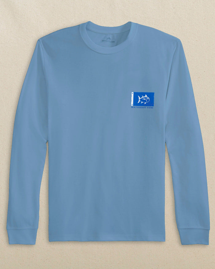 The front view of the Southern Tide Catch Flags Long Sleeve T-Shirt by Southern Tide - Ocean Channel