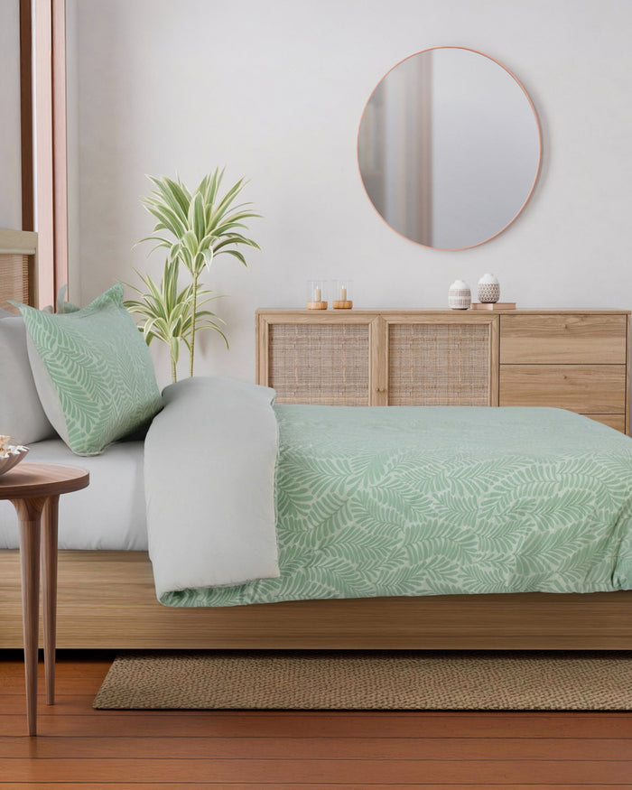 The side view of the Southern Tide Cedar Island Comforter Set by Southern Tide - Sage