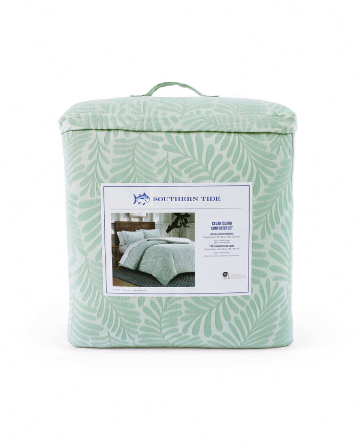 The back view of the Southern Tide Cedar Island Comforter Set by Southern Tide - Sage