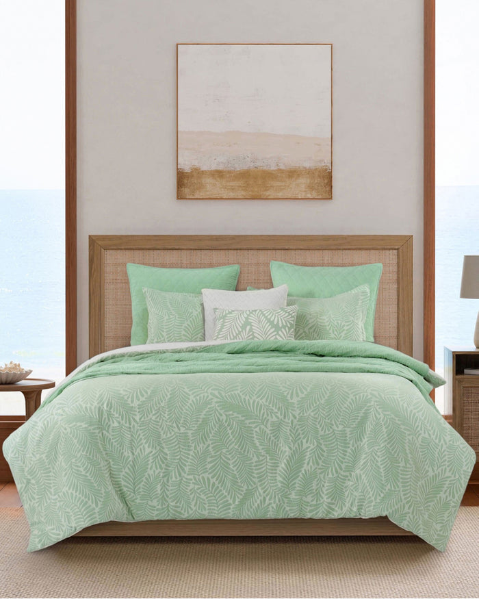 The front view of the Southern Tide Cedar Island Comforter Set by Southern Tide - Sage