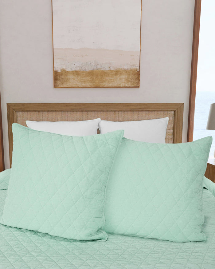 The detail view of the Southern Tide Cedar Island Euro Sham by Southern Tide - Sage