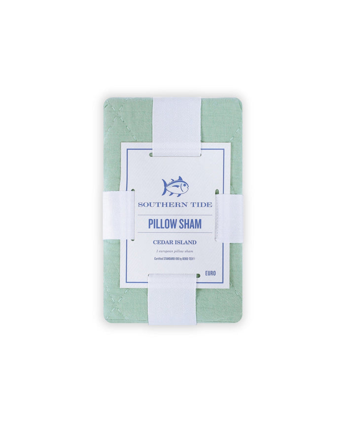 The front view of the Southern Tide Cedar Island Euro Sham by Southern Tide - Sage
