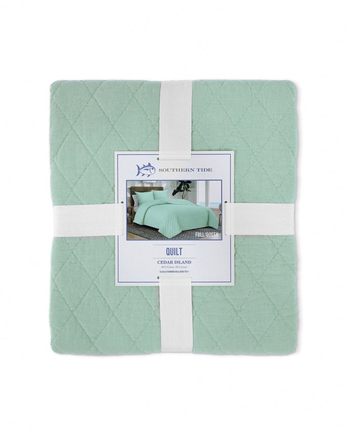The front view of the Southern Tide Cedar Island Quilt by Southern Tide - Sage