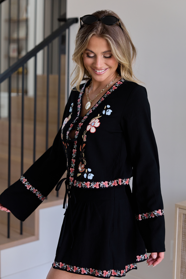 Celeste Black Floral Tie Top FINAL SALE