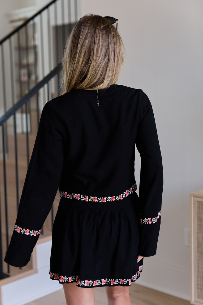 Celeste Black Floral Tie Top FINAL SALE