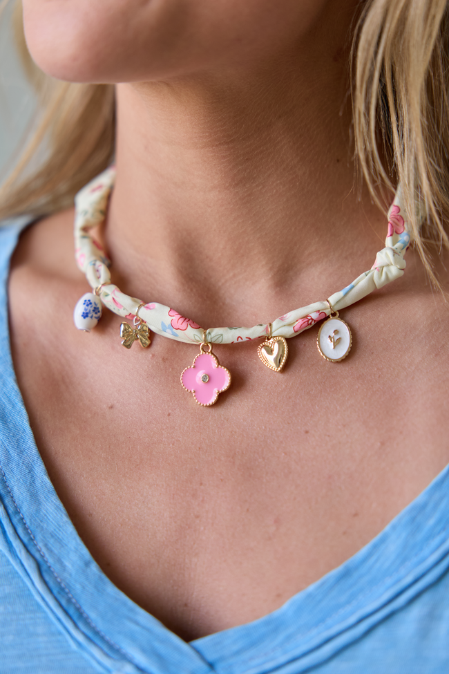 Chandler Yellow Charm Scarf Necklace FINAL SALE