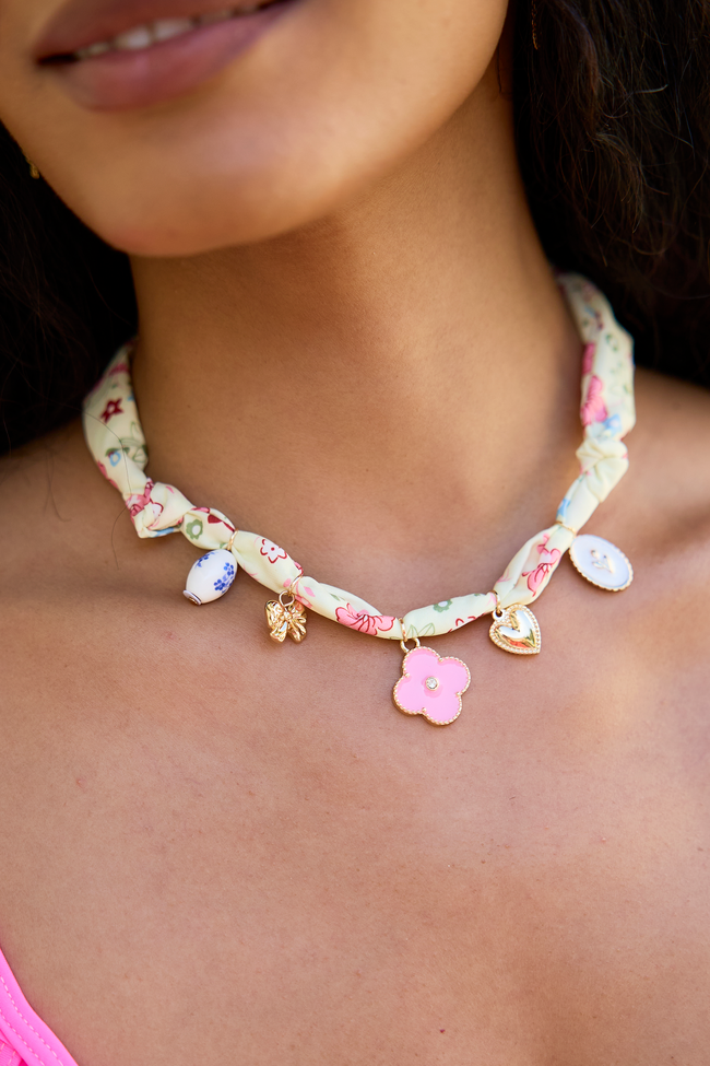 Chandler Yellow Charm Scarf Necklace FINAL SALE