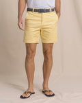 The front view of the Southern Tide Channel Marker 7" Stretch Chino Short by Southern Tide - Pineapple