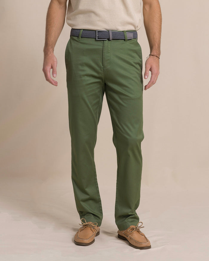 The front view of the Southern Tide Channel Marker Stretch Chino Pant by Southern Tide - Cedar Green