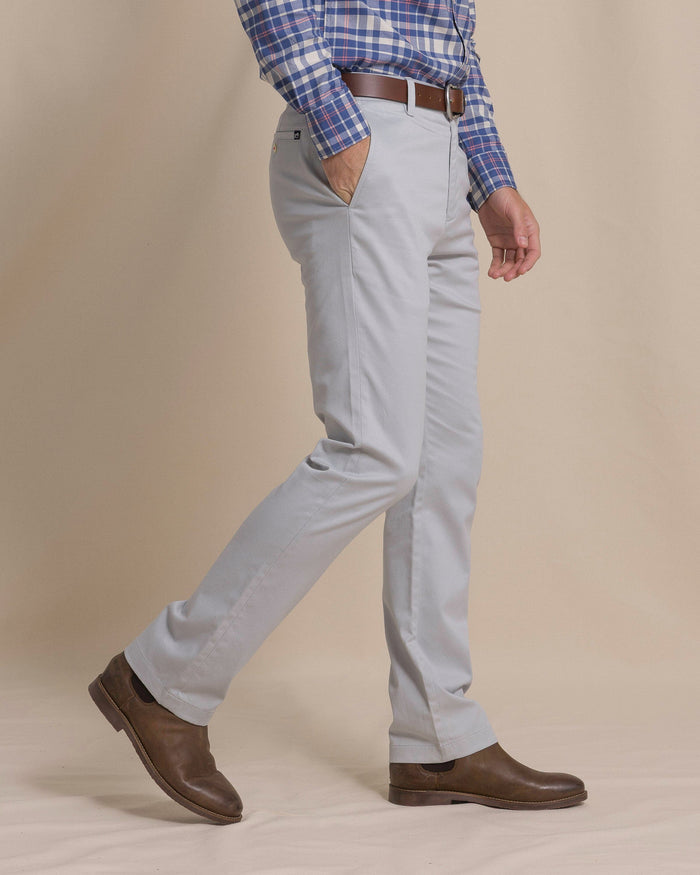 The side view of the Southern Tide Channel Marker Stretch Chino Pant by Southern Tide - Seagull Grey