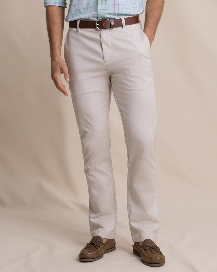 The front view of the Southern Tide Channel Marker Stretch Chino Pant by Southern Tide - Stone