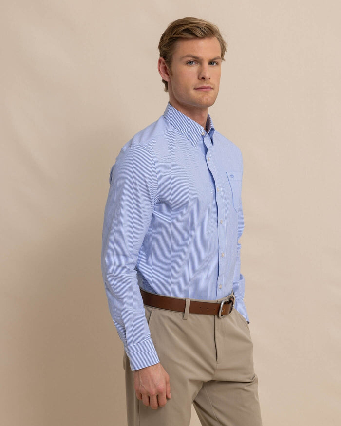 Charleston Granby Stripe Embroidered Sport Shirt