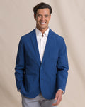 The front view of the Southern Tide Pamlico Seersucker Blazer by Southern Tide - Nautical Blue