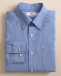 The front view of the Southern Tide Charleston Parkwood Microgingham Long Sleeve Sport Shirt by Southern Tide - Cobalt Blue