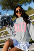Cheer Block Light Grey Graphic Mock Neck Sweatshirt