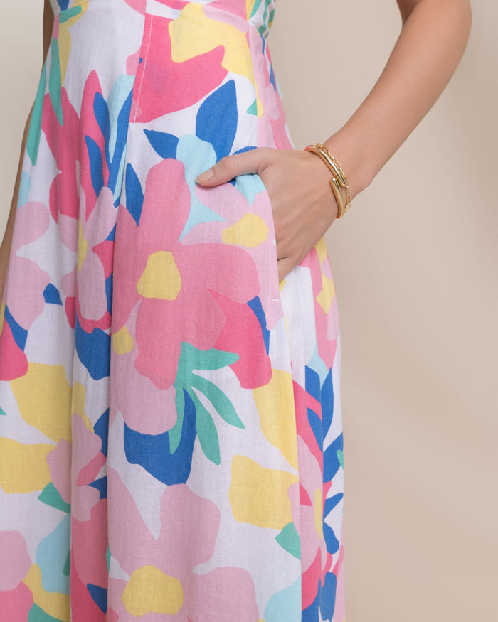 The detail view of the Southern Tide Cinzia Printed Cross Strap Dress by Southern Tide - Classic White