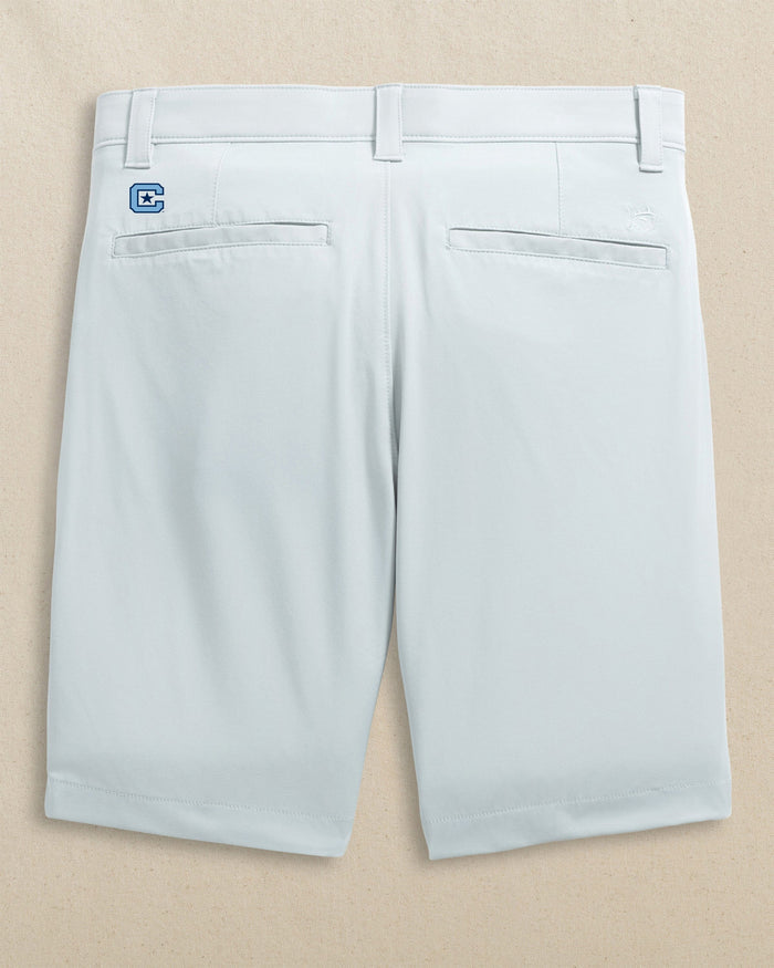 The back view of the Southern Tide Citadel Bulldogs Birdie 8" Coastal Breeze® Performance Short by Southern Tide - Seagull Grey