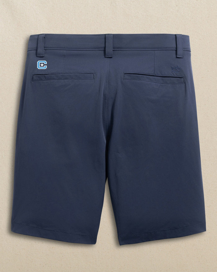 The back view of the Southern Tide Citadel Bulldogs Birdie 8" Coastal Breeze® Performance Short by Southern Tide - True Navy