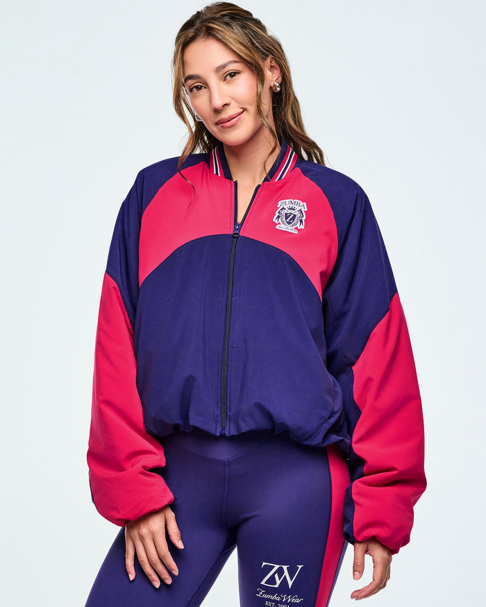 Dark Blue/Pink # Class of 2001 Color Blocked Puffer Jacket
