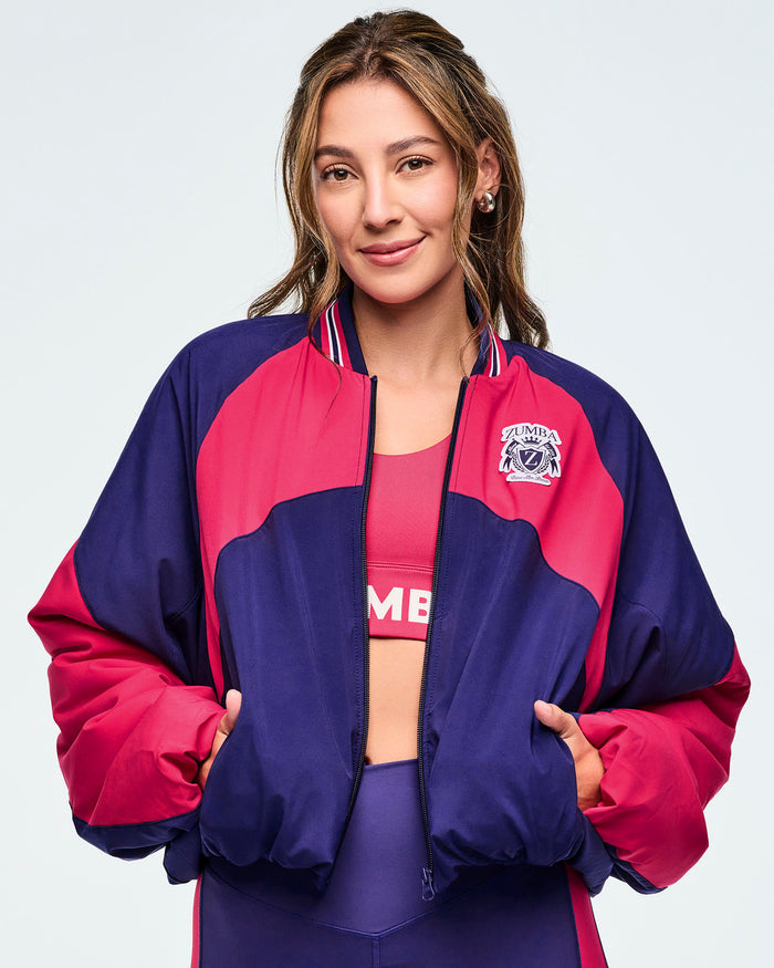 Dark Blue/Pink # Class of 2001 Color Blocked Puffer Jacket