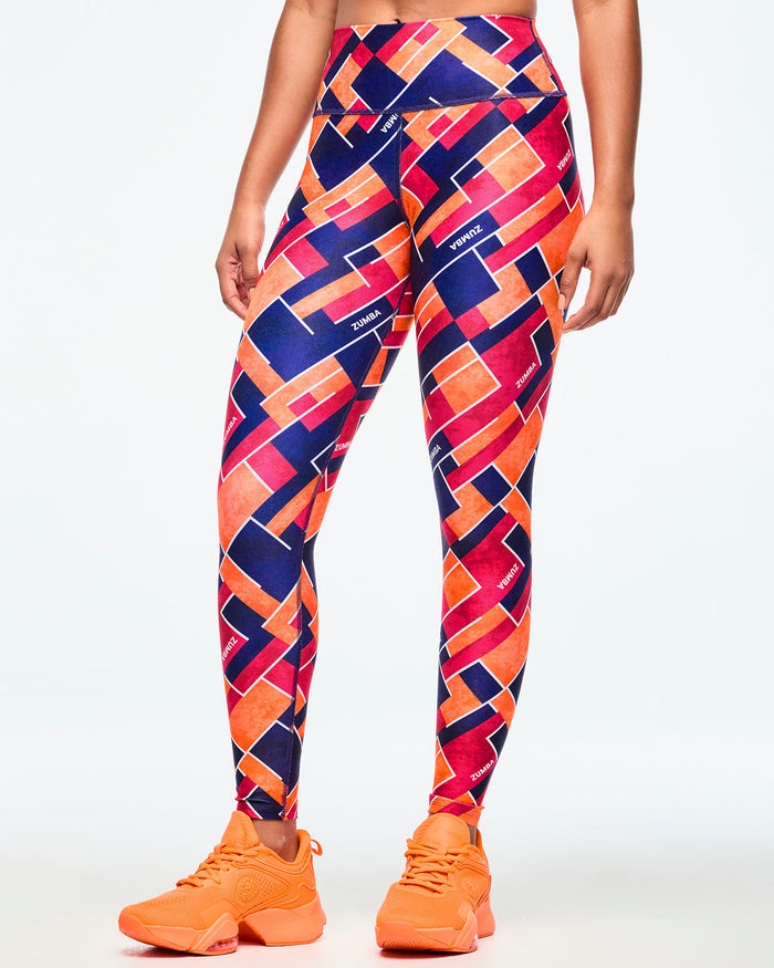 Dark Blue/Orange # Class of 2001 High Waisted Ankle Leggings - Dark Blue/Orange