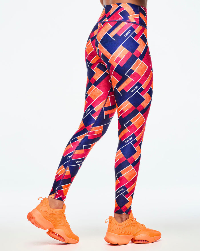Dark Blue/Orange # Class of 2001 High Waisted Ankle Leggings - Dark Blue/Orange